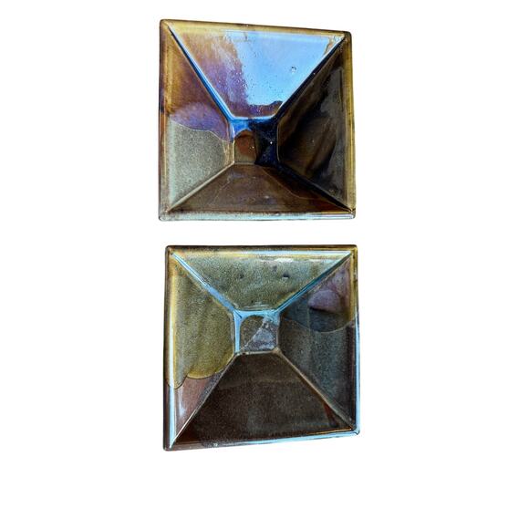 Studio pottery square‎ bowls set of 2 - Picture 12 of 12